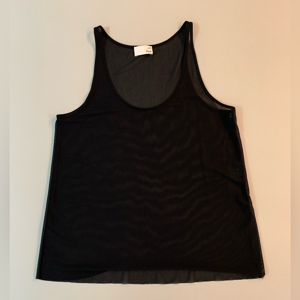 See through black mesh top